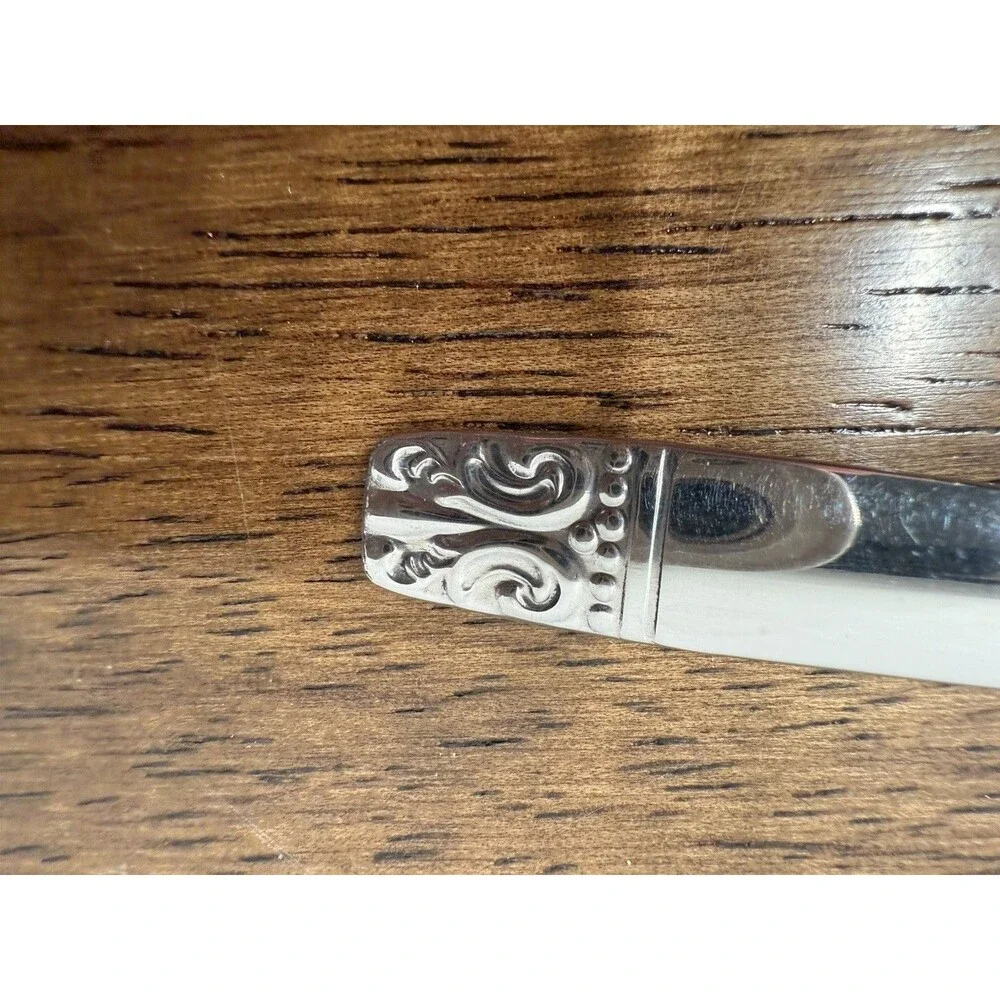 Stainless Steel Silver Fork Floral Handle 8in Glossy Dishwasher Safe